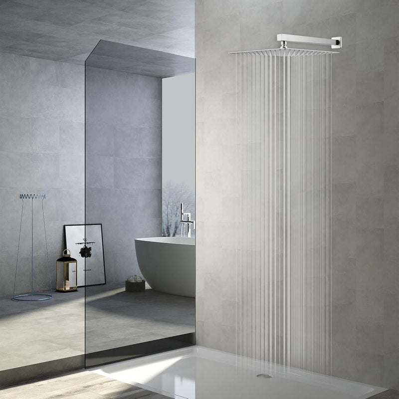 GGStudy Square16 Inch Square Stainless Steel Shower Head Rainfall Large Shower Head Brushed Nickel High Pressure - Image 2